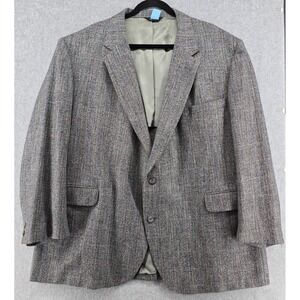 Vtg Stafford Tweed Blazer 52R Sport Coat Gray Multicolor Plaid 90s Office USA